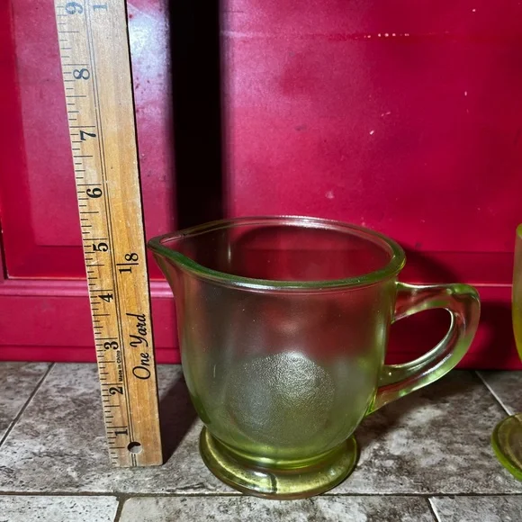 Westmorland Uranium Glass Pitcher Orange Lime UV Depression Black Light VTG Deco - Picture 4 of 16